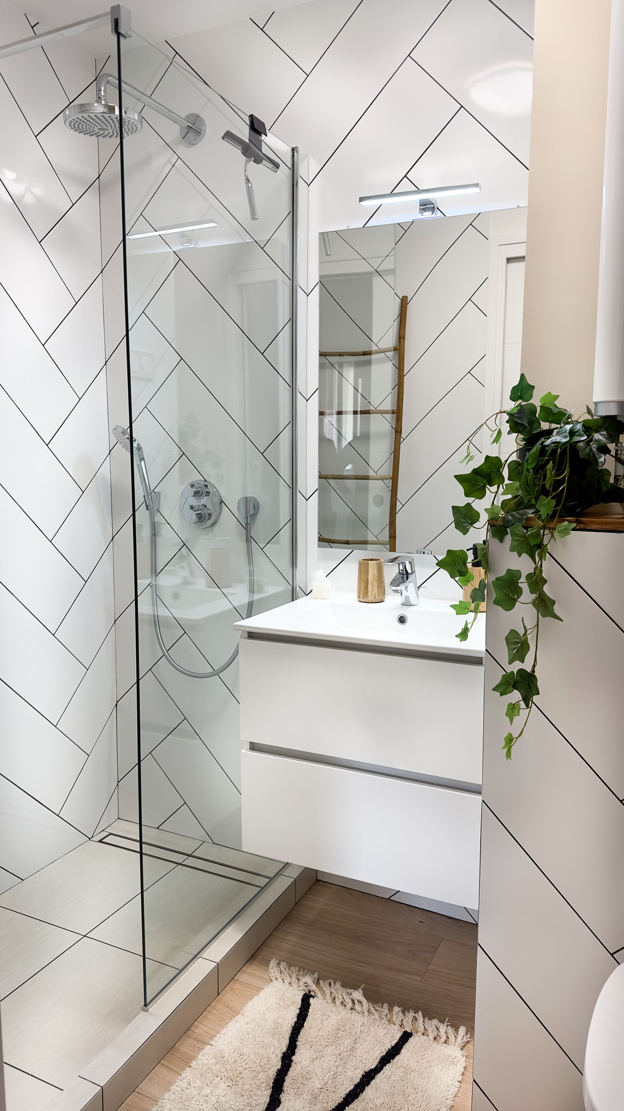 Douche, séchoir à cheveux, serviettes fournies, savon