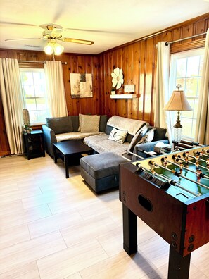 Smart TV, table football, computer monitors