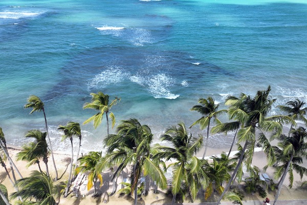 On the beach, white sand