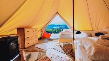 Deluxe Tent, Multiple Beds, Sauna, Mountain View | Premium bedding, memory-foam beds, individually decorated