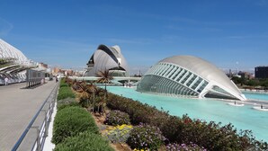 A modern architectural complex with large domed structures and a central water feature. - High Quality Villa, 39 Five STAR REVIEWS, Beach 5 min drive, Heated Pool. (Calpe)