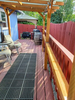 Terrace/patio - Caribou Flat: No stairs! 2 Baths, Theater, Bar, Firepit, Gazebo 
 & Yard! (Anchorage)