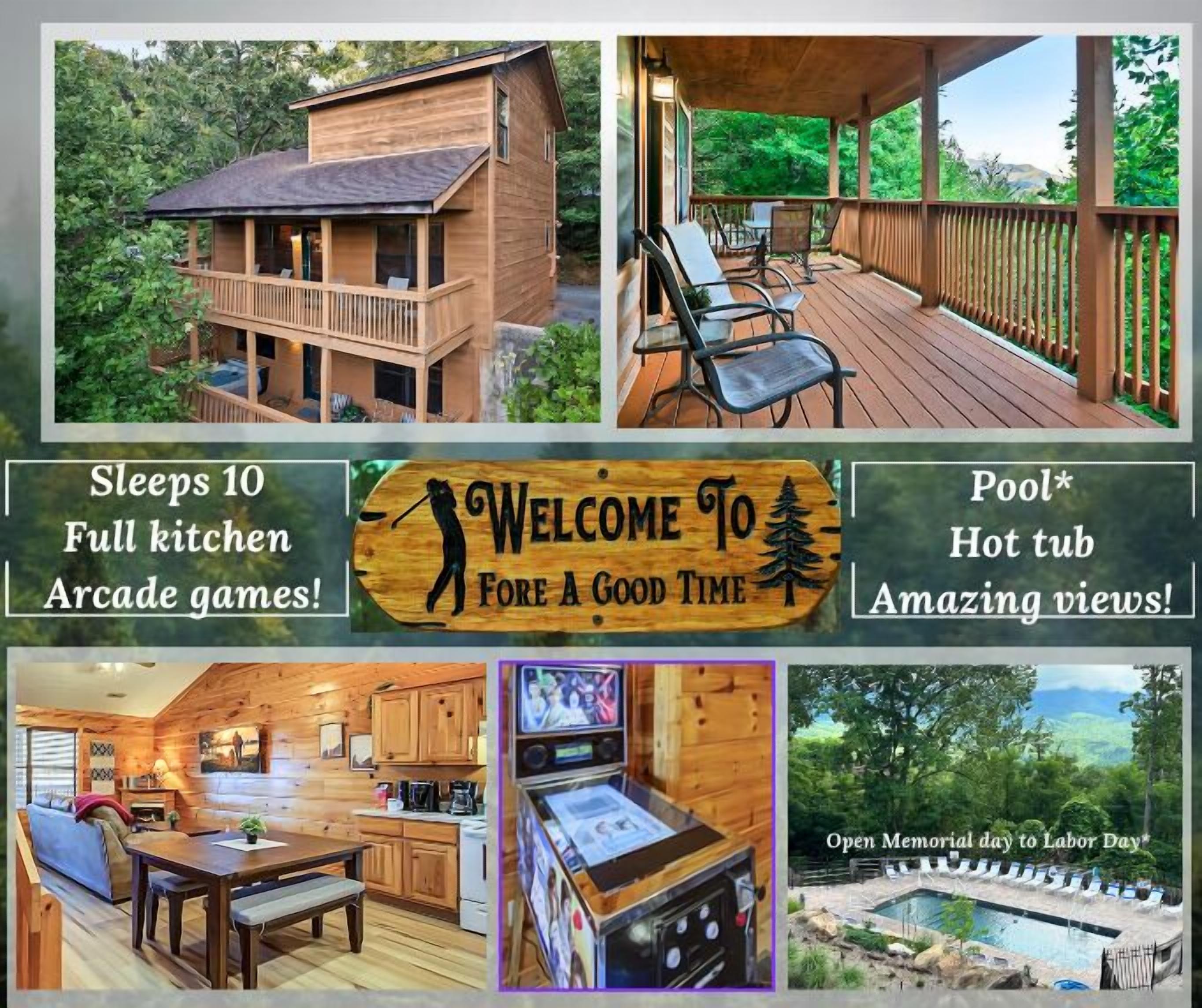 Beautiful Cabin! Hot Tub! Views! Pet Friendly! Arcade! Pools Are Open!