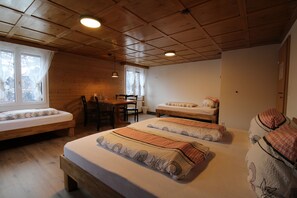 Habitación cuádruple básica, baño compartido, vista a la montaña | Insonorización y wifi gratis