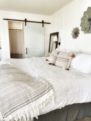 Individually decorated, individually furnished, desk, laptop workspace