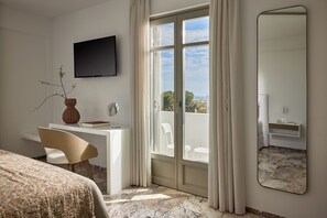 Deluxe Double Room - First Floor | Premium bedding, in-room safe, desk, laptop workspace - Tzanis Resort (Skiros)