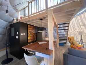 Interior - Dome #2 forested at Domaine Renard (Percé)