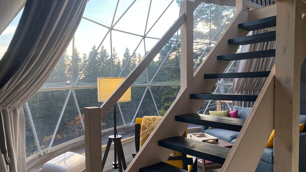 Interior - Dome #2 forested at Domaine Renard (Percé)