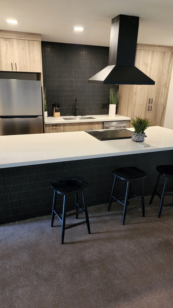 Kühlschrank, Mikrowelle, Ofen, Herdplatte