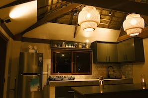 Fridge, oven, stovetop, coffee/tea maker