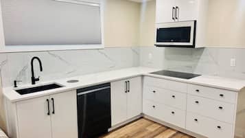 Fridge, microwave, oven, espresso maker