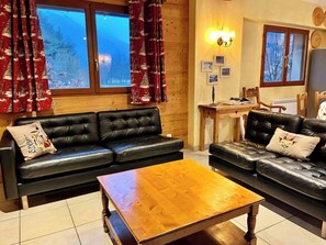 TV, fireplace, books