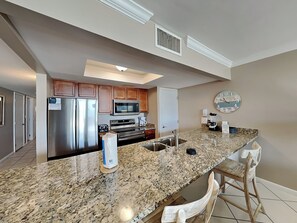Fridge, microwave, oven, stovetop - Edgewater Tower II #205 | Near All the Area Fun! (Panama City Beach)