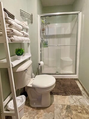 Shower, hair dryer, towels, soap - Papa's Place (Chetek)