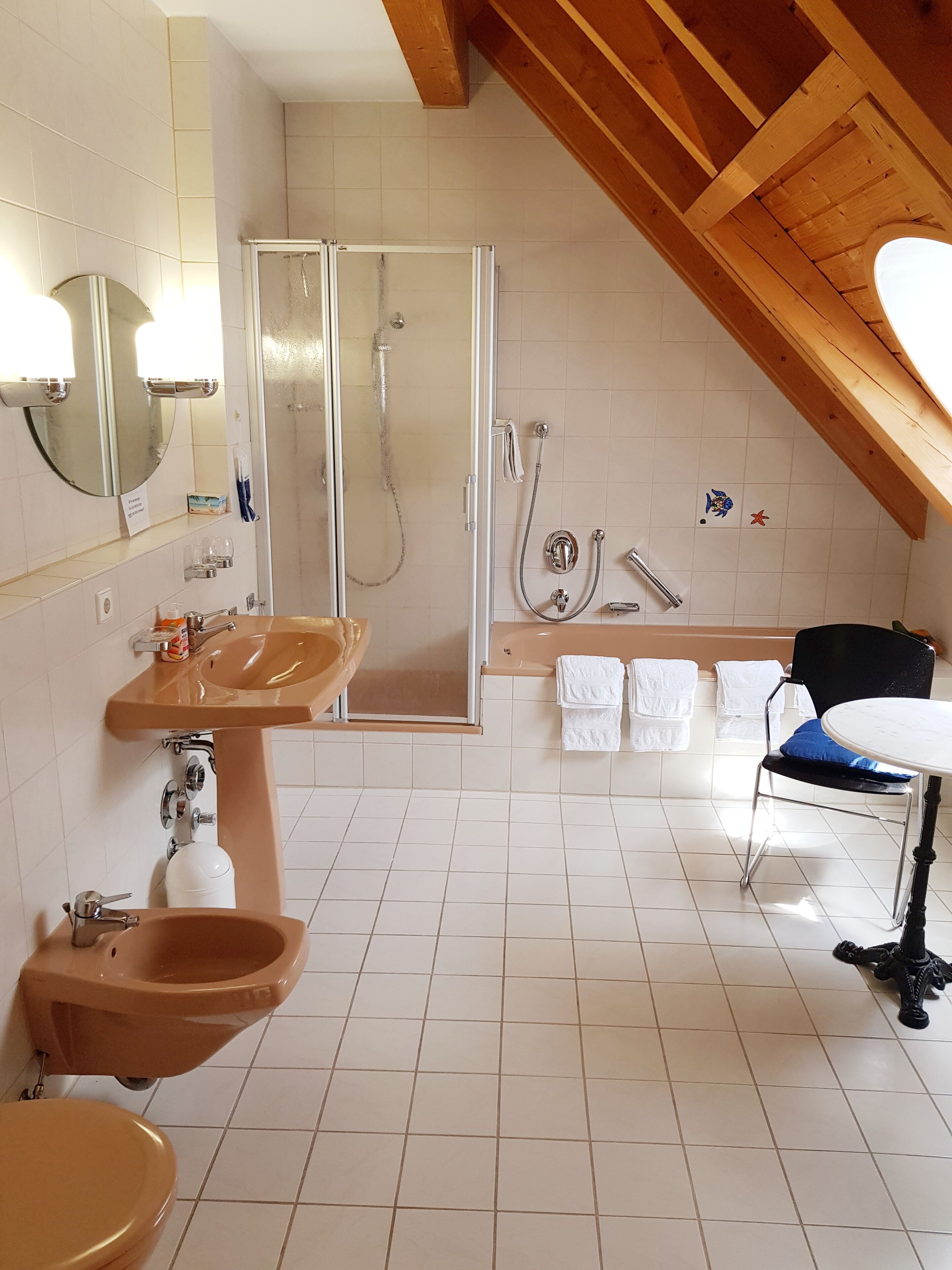 Haartrockner, Bidet, Handtücher, Seife
