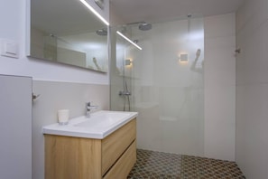Apartment | Badezimmer | Dusche, Handtücher, Toilettenpapier