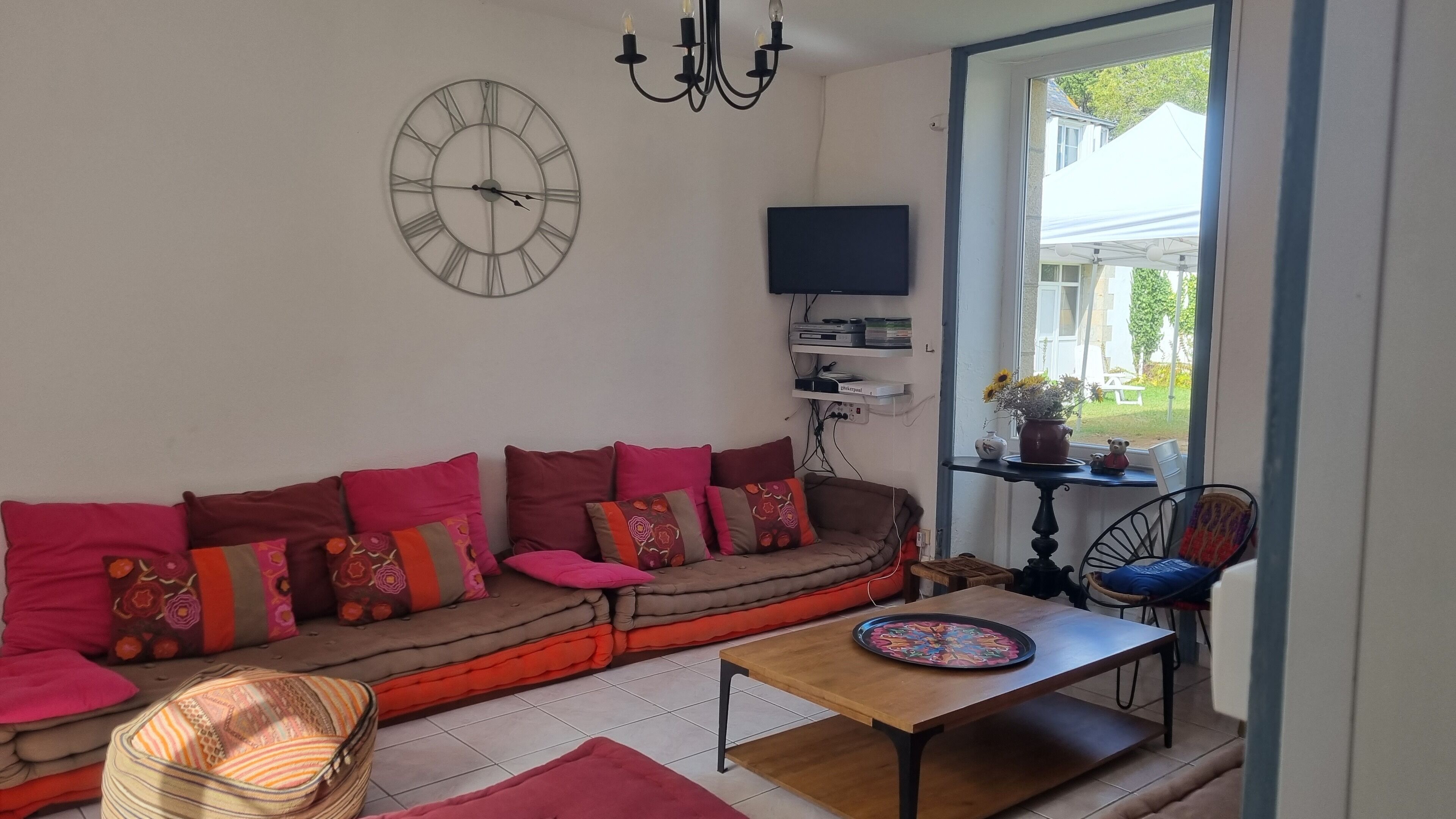 TV, DVD player, foosball, table tennis