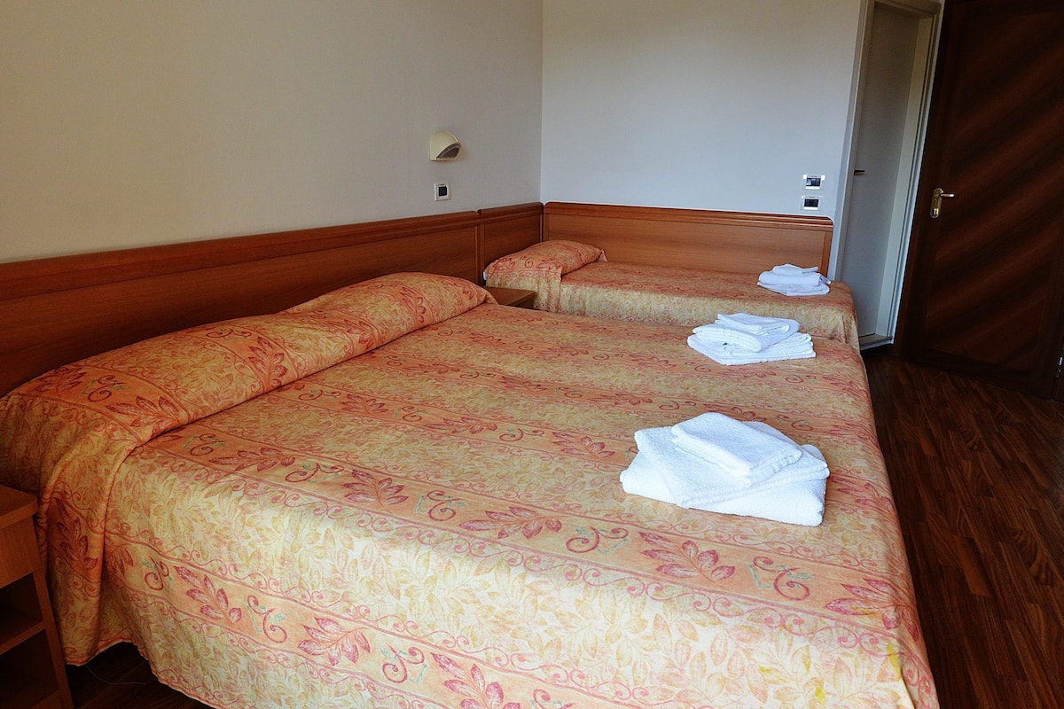 Chambre Triple | Salle de bain | Douche, serviettes fournies
