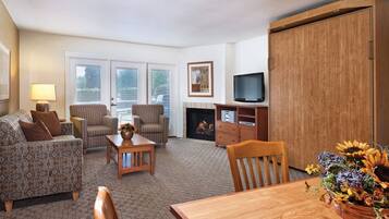 TV, fireplace, video games, DVD player