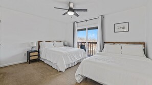 3 bedrooms, desk, iron/ironing board, travel crib