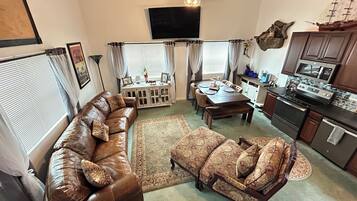 Smart TV, DVD player, books, video library
