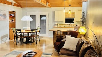 Smart TV, DVD player, books, video library