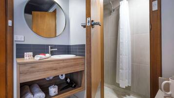 Studio Queen and Single | Bathroom | Shower, rainfall showerhead, free toiletries, hair dryer