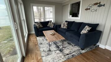 Smart TV, DVD player, books, video library