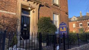 A corner building with a sign for 'Cornerways B&B'. - Cornerways Guest House (Carlisle)