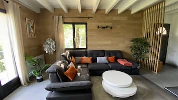Smart TV, fireplace, DVD player, table tennis