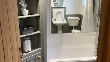 Hair dryer, towels, toilet paper