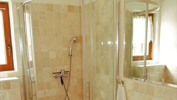 Shower, towels, soap