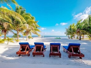On the beach, sun-loungers, beach towels - Luxury home with plunge pool, pier and 360 rooftop view just 4 miles south. (San Pedro)
