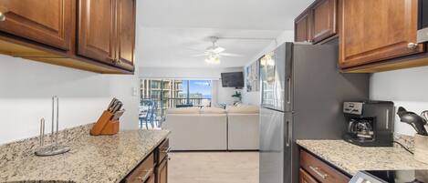 Fridge, microwave, oven, dishwasher