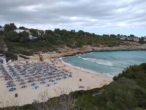 Plage à proximité, chaises longues, parasols