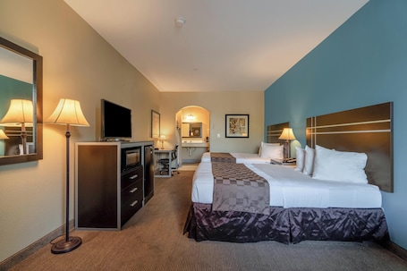 2 Queen Beds Suite Non-Smoking | Desk, iron/ironing board, free WiFi, bed sheets. Moulton Inn & Suites By OYO Near Shiner TX