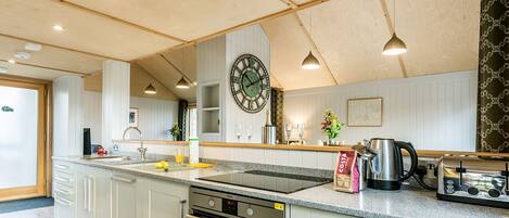 Fridge, dishwasher, electric kettle, toaster