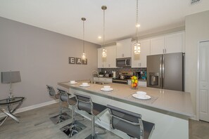 Fridge, microwave, oven, dishwasher