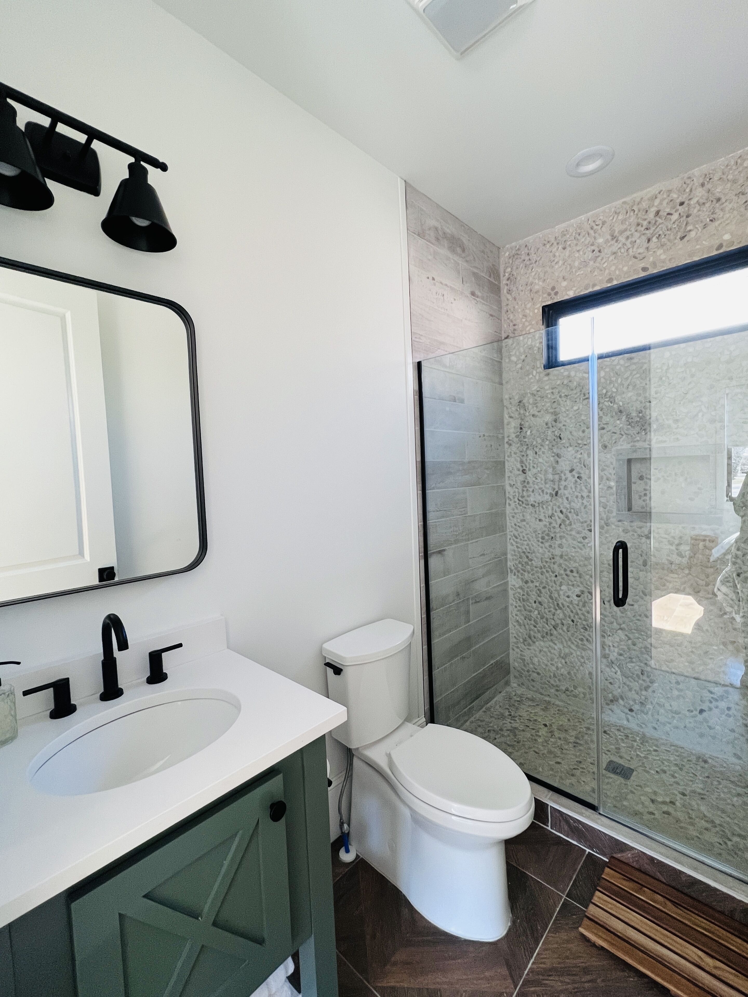 Master bath. River rock shower. 