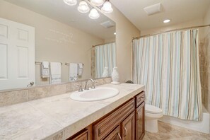 Shower, towels, soap - Gated Private Home, 4bd/4bth, pool, bar, grill, fireplaces (Goodyear)