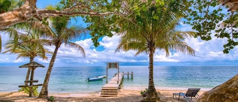 On the beach, white sand, beach bar