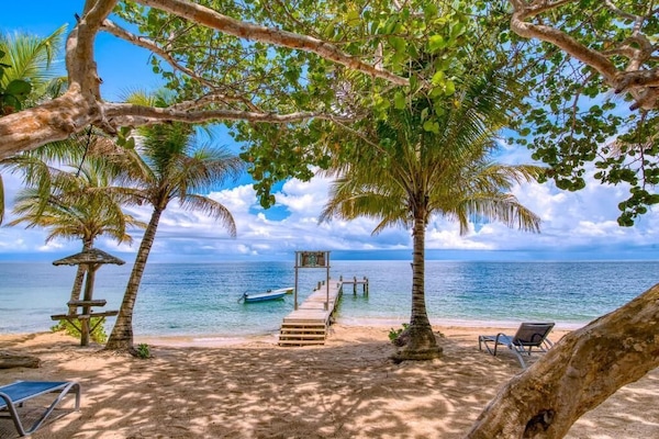 On the beach, white sand, beach bar
