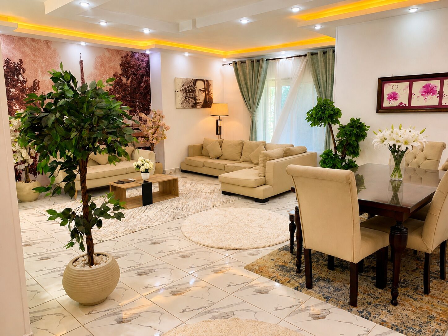 Grand Apartment | Living area | 55-inch Smart TV with satellite channels, TV
