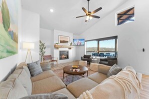 Smart TV, fireplace, video games, table football