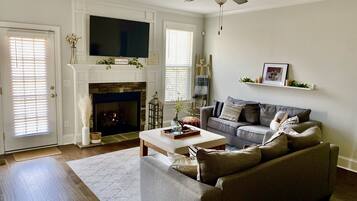 智能电视、壁炉、DVD 播放器