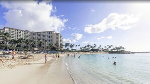 Guests can enjoy stunning ocean views from the spacious balconies of this beachfront hotel.