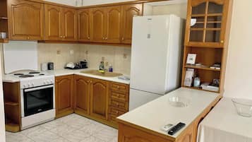 Fridge, oven, stovetop, coffee/tea maker
