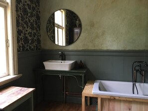 Hair dryer, bidet, towels, soap