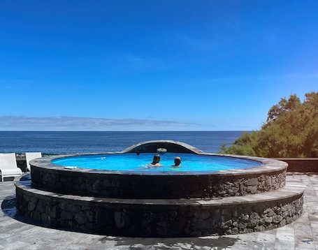 Outdoor pool. Beautiful 2 Bedroom Ocean Front Stone House In São Jorge, Azores (Belo Canto)