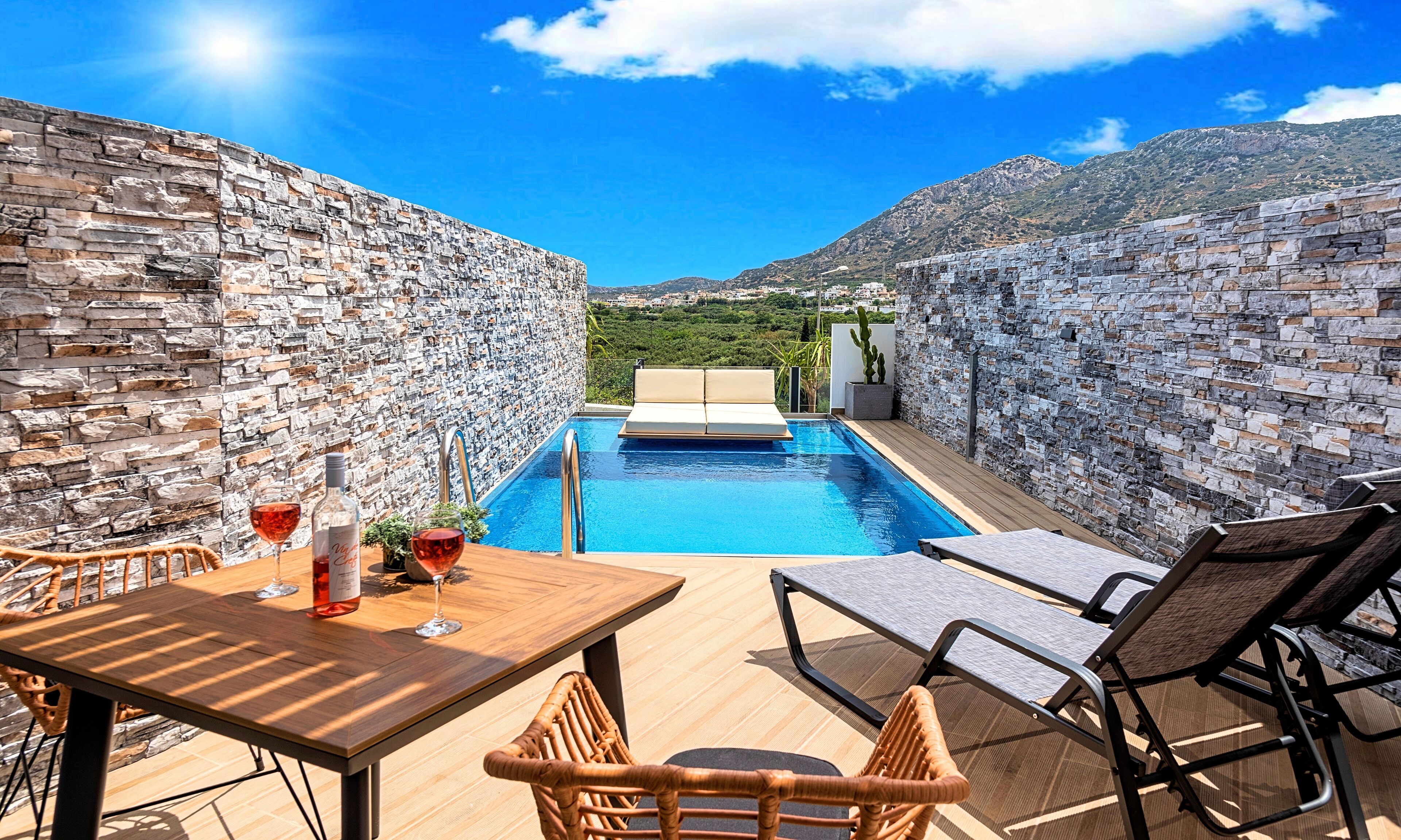 Design Apartment, 1 Bedroom, Private Pool, Sea View | Terrace/patio